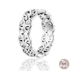 NWT S925 Sterling Silver Stamped Infinity Loop Flow Wide Band Ring Sz. 7